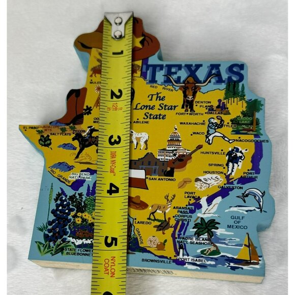 The Cats Meow Texas State Map Wooden Decor 2002 Shelf Sitter - Picture 7 of 7